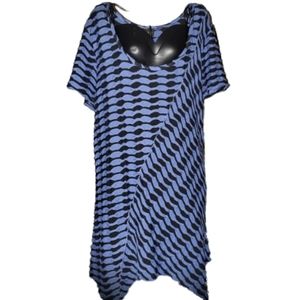 APROPOS Ladies Blue and Black Long Top Mini Dress Large Comfortable Fit